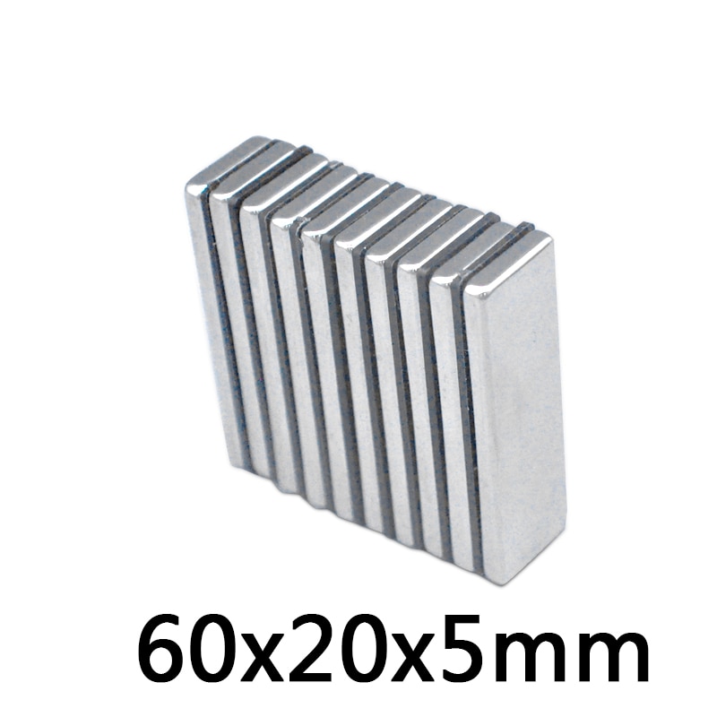 1 pc magneet 60*20*5mm Sterke Rare Earth Blok vierkante Neodymium 60mm x 20mm x 5mm Permanente magneten