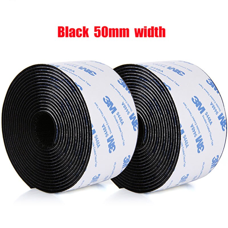 1M/Pair Self Adhesive Hook And Loop Tape16/20/25/30/38/50mm Sticky Nylon Fabric Adhesive Fastener Tape For DIY Accessories: Black 50mm