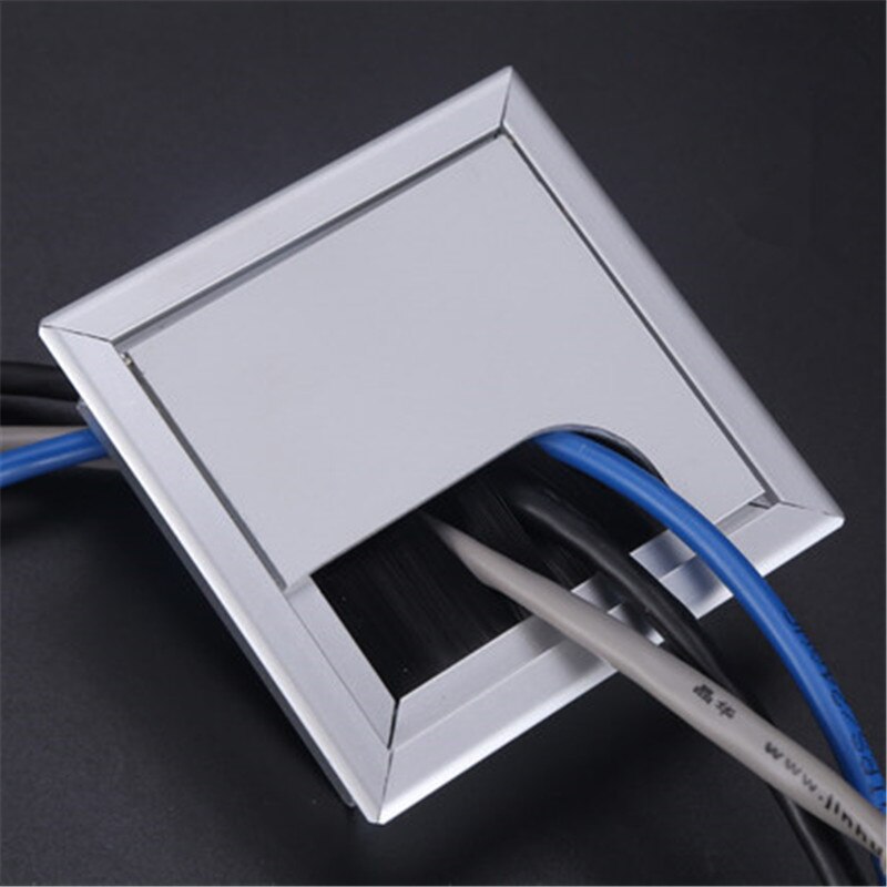 Aluminum alloy rectangular desk cable grommets wire hole cover Cable Outlet Port Surface table cable hole Furniture Hardware