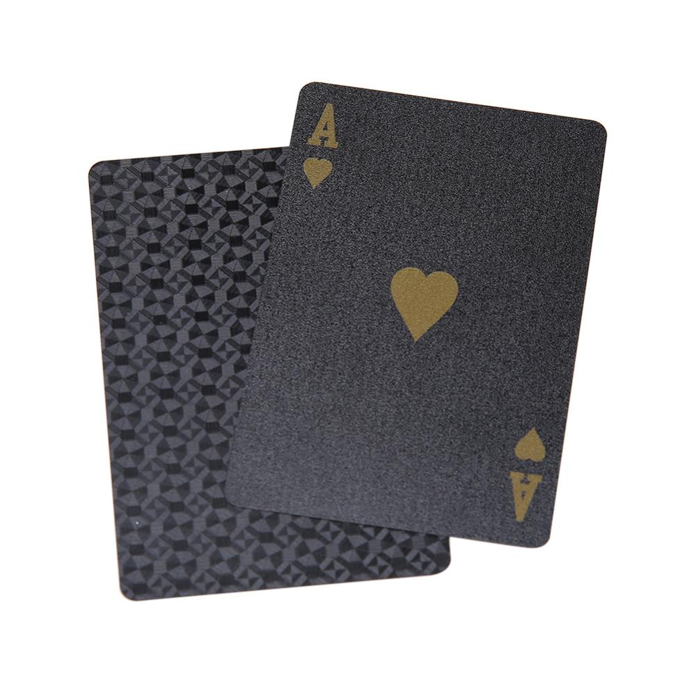 Golden Playing Cards Set Waterproof Plastic PVC Black Color Poker Cards Sets Magic Tricks Poker Box-packed 54sheets/set: E