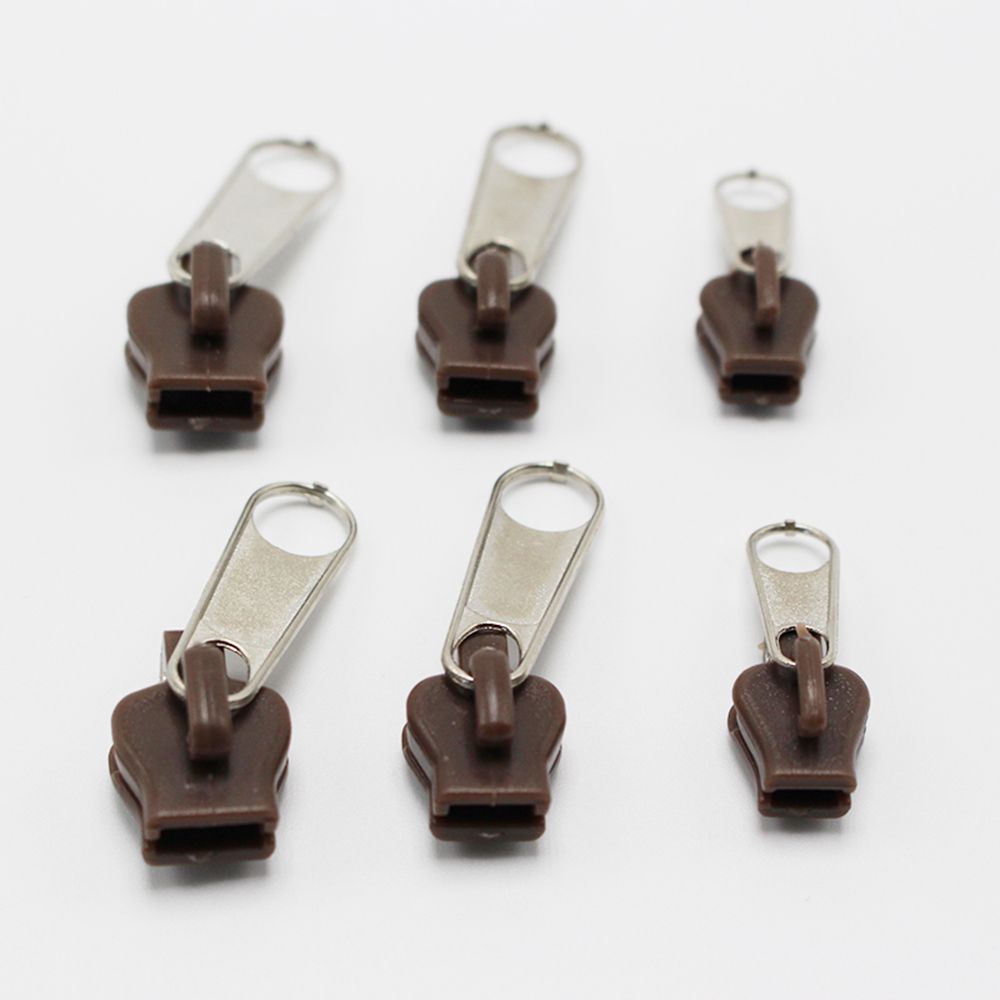 6pcs/lot Universal Fix A Zipper Repair Kit Replacement Zip Slider Teeth Fix Any Zipper Magic Instant Slider Zipper For Sewing: coffee
