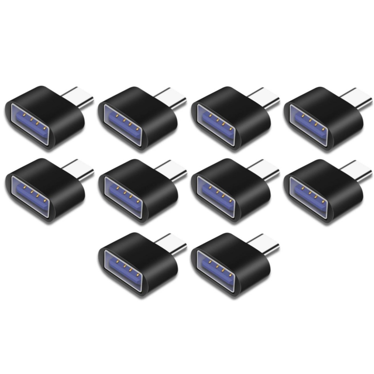 100 st/parti otg typ c till usb-adapter 2.0 usb-telefonadapter usb c smartphone bärbara datorer till usb-mus flash-disk otg-kontakt: Svart