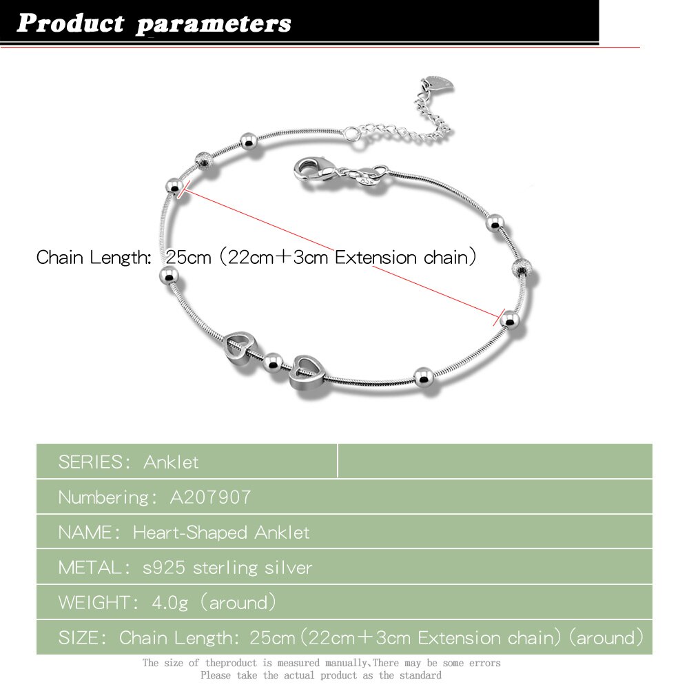 Heart Pendant anklets.925 Sterling Silver Anklets for women, sterling silver anklet. foot jewelry for women