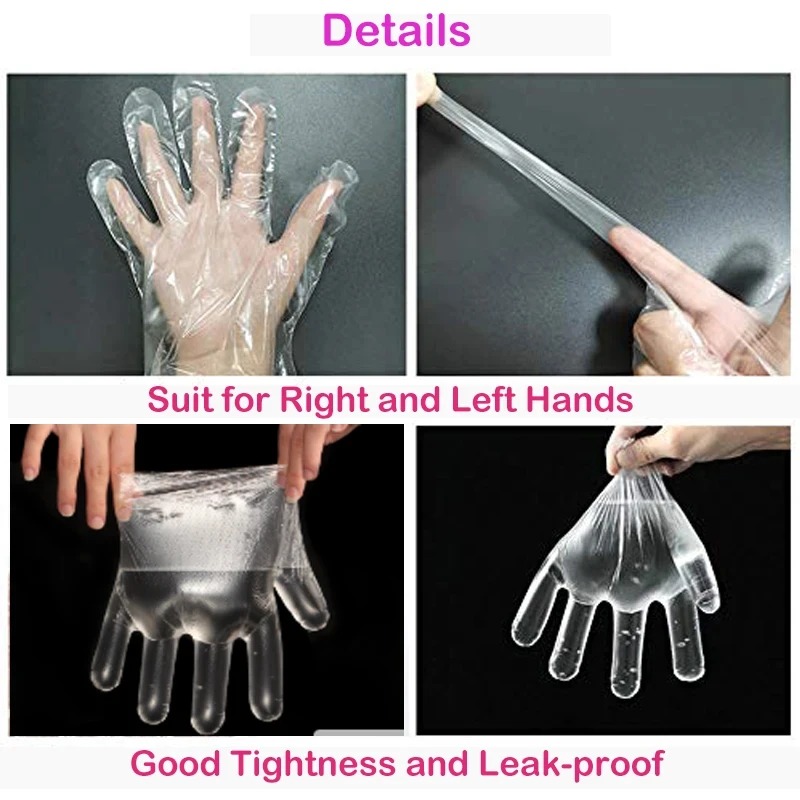 Luvas descartáveis transparentes, luvas de plástico transparentes, sem látex, preparação de alimentos, luvas seguras para cozinhar, limpeza, churrasco, coisas de cozinha