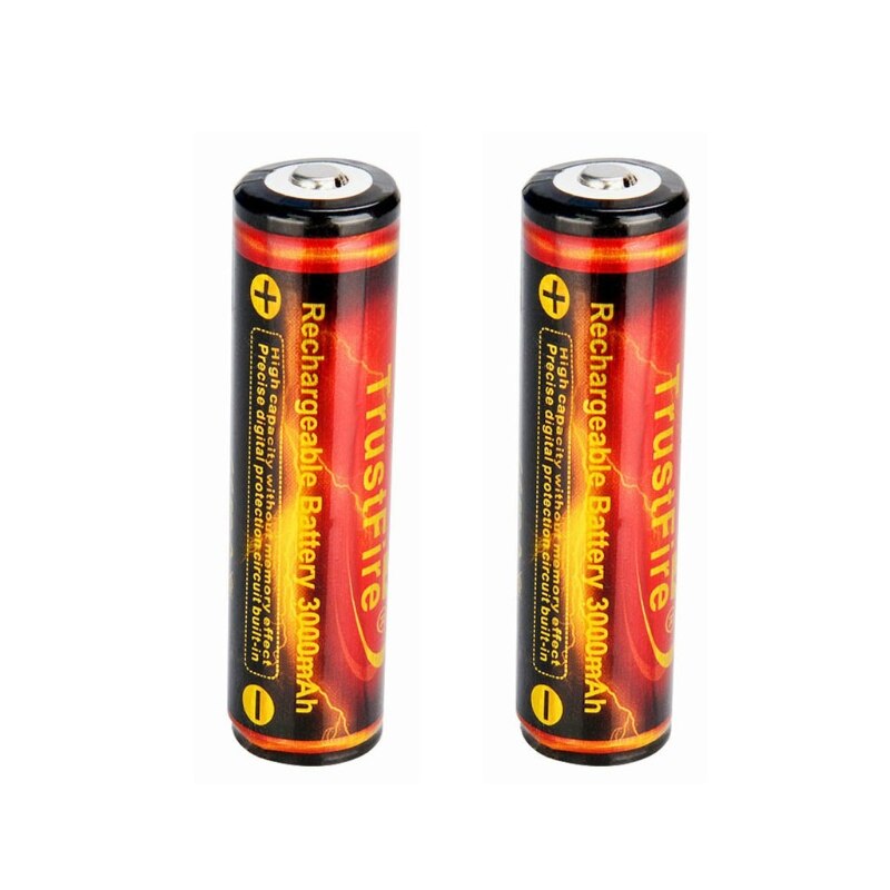2Pcs 18650 3000mAh Li-ion 3.7V Rechargeable Lithium Battery for LED Flashlights