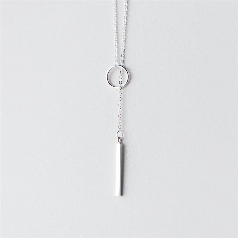 Simple Korean Pendant 925 Sterling Silver Temperament Personality Female Jewelry Necklace SNE007