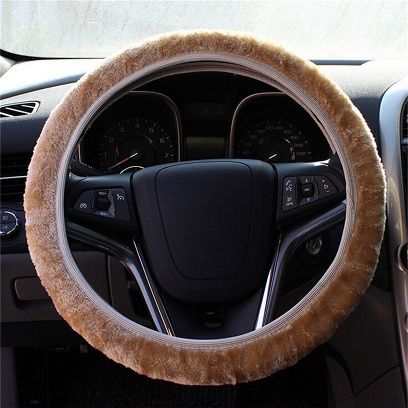 1Pc Long Plush Warm Fur Car Steering Cover Woolen Handbrake DIY Car Accessory