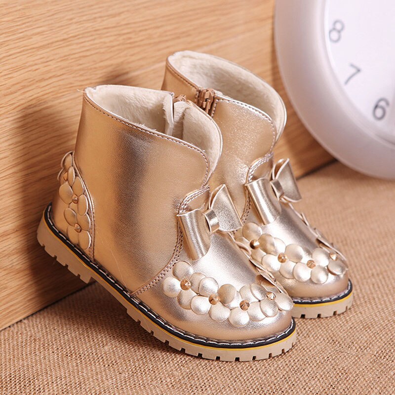 Herbst-Winter-kinderstiefel, wasserdichte pu-stiefel für mädchen, 3-8t flache freundlicher-schneestiefel, warme mädchenschuhe: Gelb / 11.5