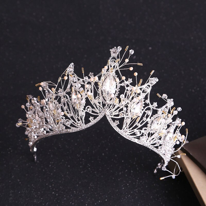 Set di gioielli da sposa barocco retrò Costume strass cristallo oro diadema corona orecchini collana matrimonio sposa Set di gioielli di lusso