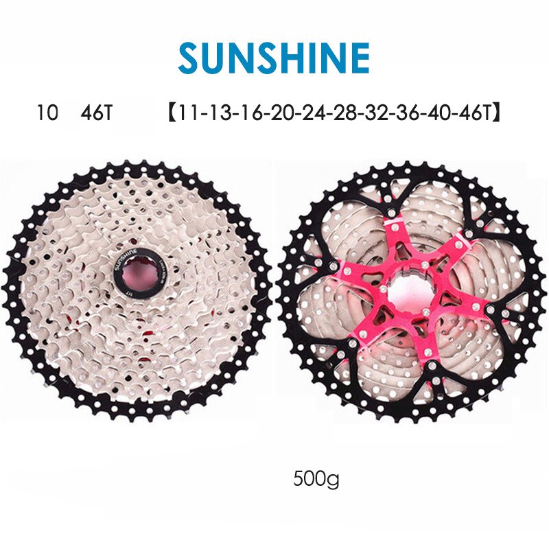 SUNSHINE 8/9/10/11/12S MTB 12 Speed 11-50T Cassette HG Standard 11-50T Ultralight Full Steel Lightweight 12S Sprocket Ultimate: 10S 46T Silver Black