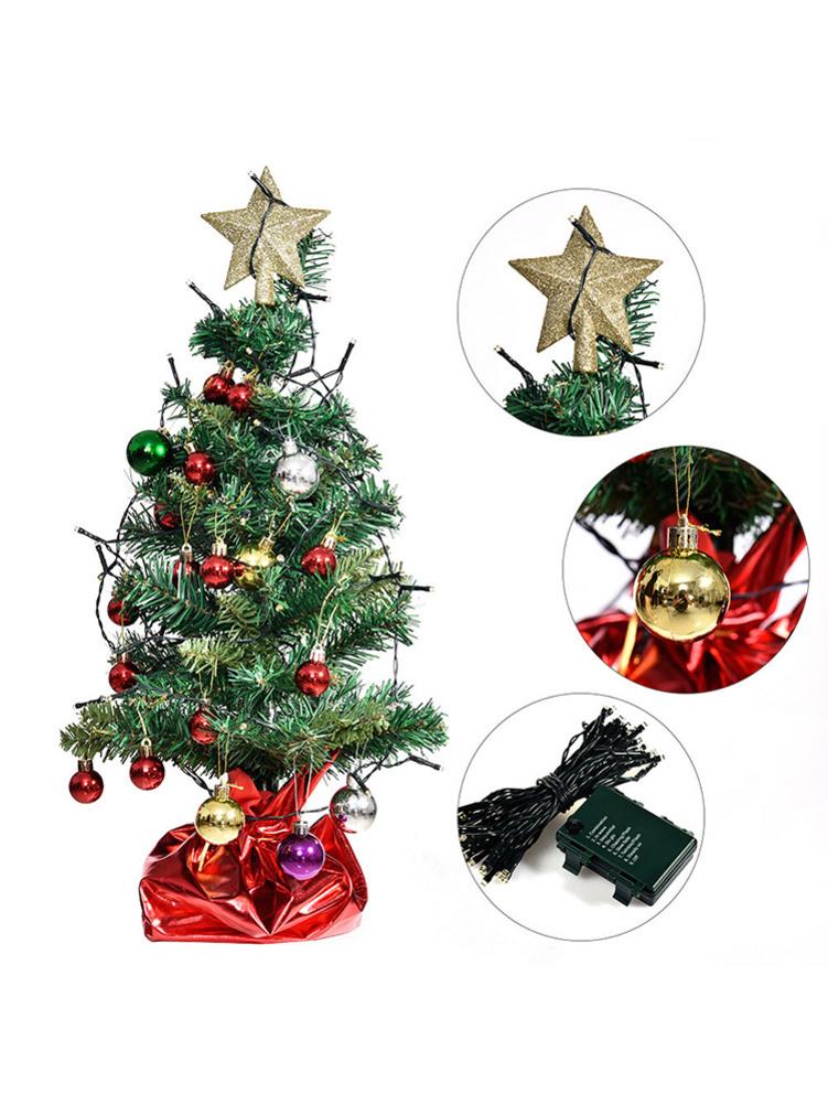 24Inch Kerstboom Set Met 50 Led Verlichting Diy Ornamenten Voor Kerst Feest Decoraties