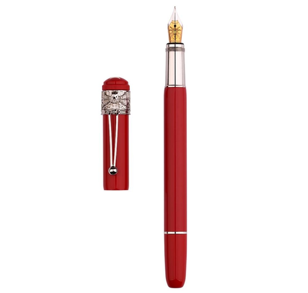 Moonman Master F9 Metal Fountain Pen Snake / Spider Piston Ink Pen F Nib 0.5mm Original Box: Red -Spider