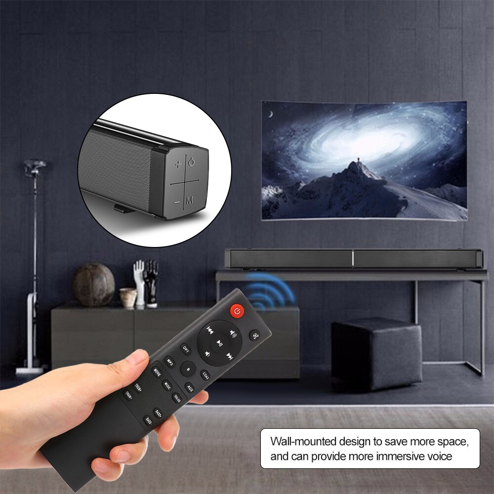 Wireless Bluetooth 5.0 Speaker Subwoof 40W Sound Bar 3D Home TV Wall-Mounted Theater Soundbar Sound Amplifier Remote Control