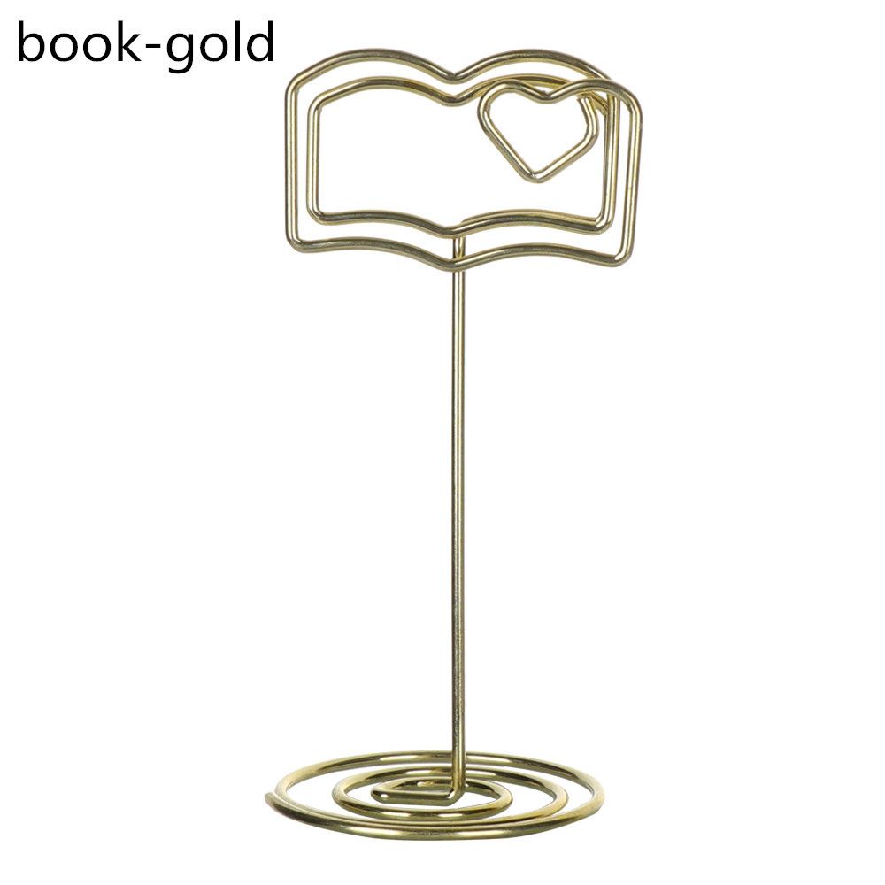 Moon Stars Shaped Photo Holder Stand Table Number Card Holders Place Card Paper Clips Wedding Favor Card Stand Message Card Clip: gold-book