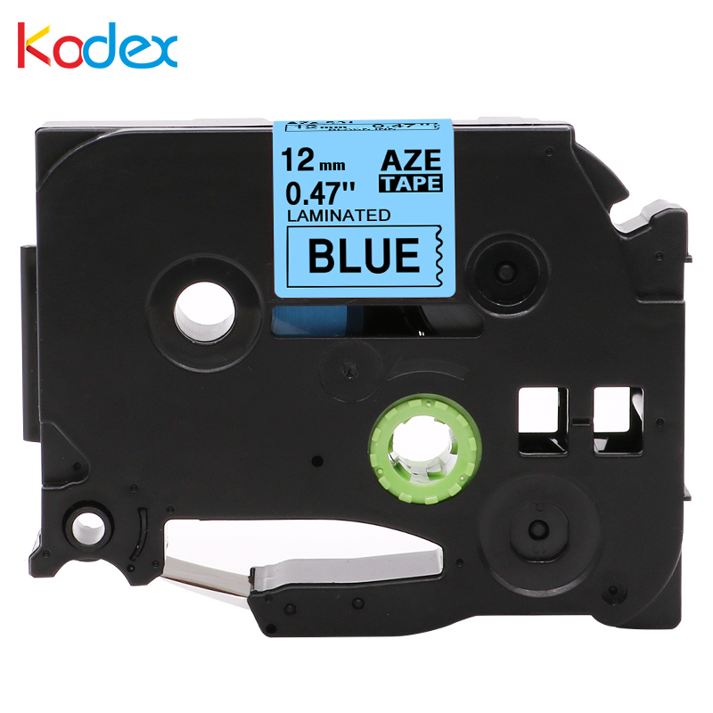 Kodex 1Pack 12 mm TZE-531 Tape 100% Compatible for Brother P-Touch Printer TZE-531 Tze 531 Black on blue 8m Laminated Label Tape