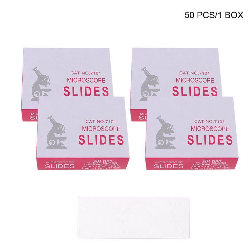 50 Pcs 7101 Polished Edge Microscope Slides for Preparation of Specimen Glass Cover Slips Optical Instruments Microscope: 4 Box