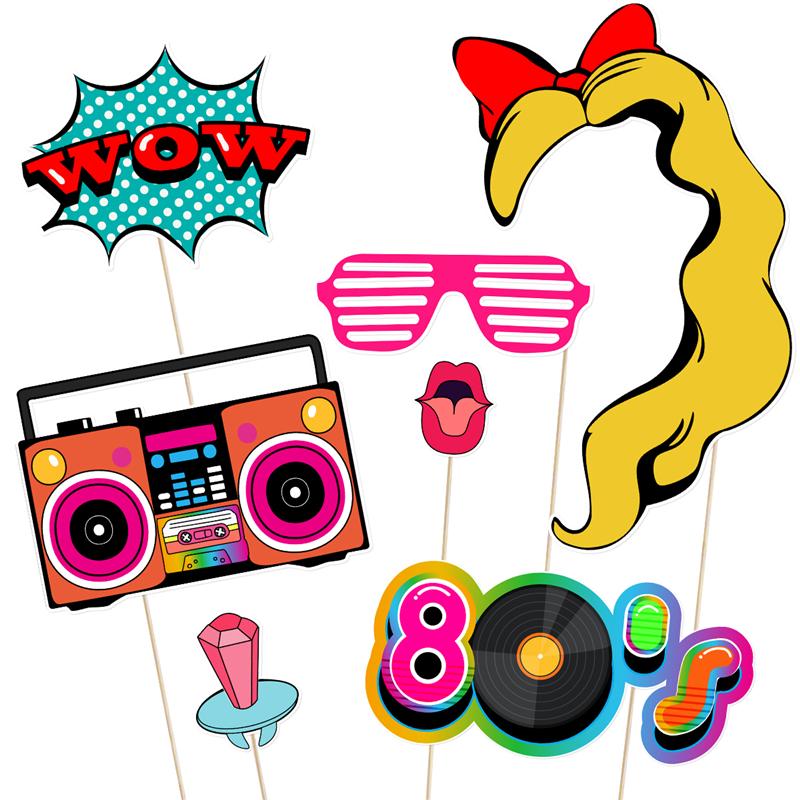 Tinksky 21Pcs 80s Party Photo Booth Props Party Favors Supplies Accessories