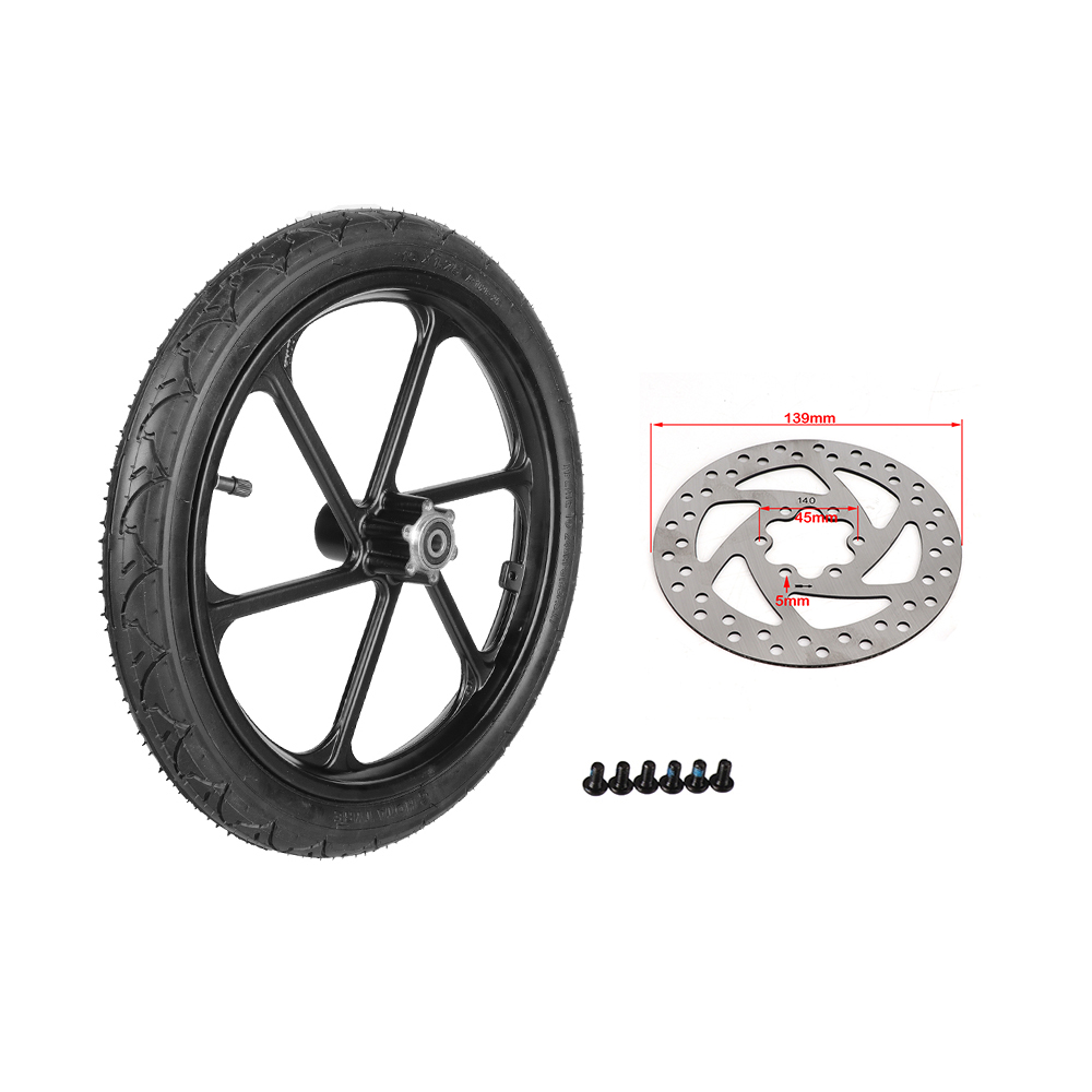 Bicycle 16 Inch Front Wheel 16x1.75 Tire Inner Tube Alloy Hub With Brake Disc For Electric Scooters Folding E-bike Bike Parts: green