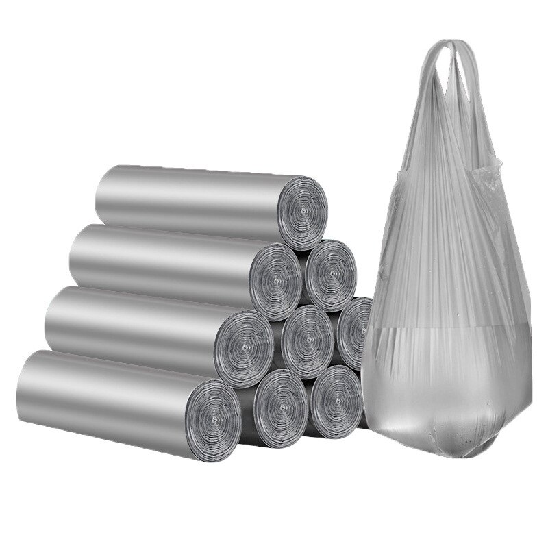 100Pcs/5 Rolls Vest Type Garbage Bag Household Cleaning Accessories Portable Point-Break Disposable Thick Garbage Bag 45x50cm