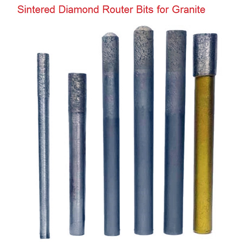 Diamant pierre gravure bits plat fritté outils de sculpture pour granit marbre 6 8 10mm graveur Endmill affûtage fraise