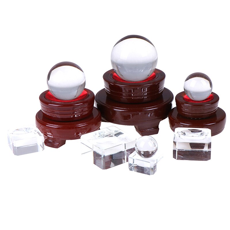Red Brown Wooden Display Stand Base For Crystal Balls Sphere Globe Stones Wooden Display Stand Holder Accessory