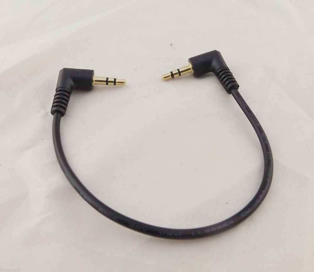 1 stuks Gold 3.5mm 1/8 "Male Haakse Naar Mannelijke Rechts Stereo AUX Audio Kabel 15cm 10cm