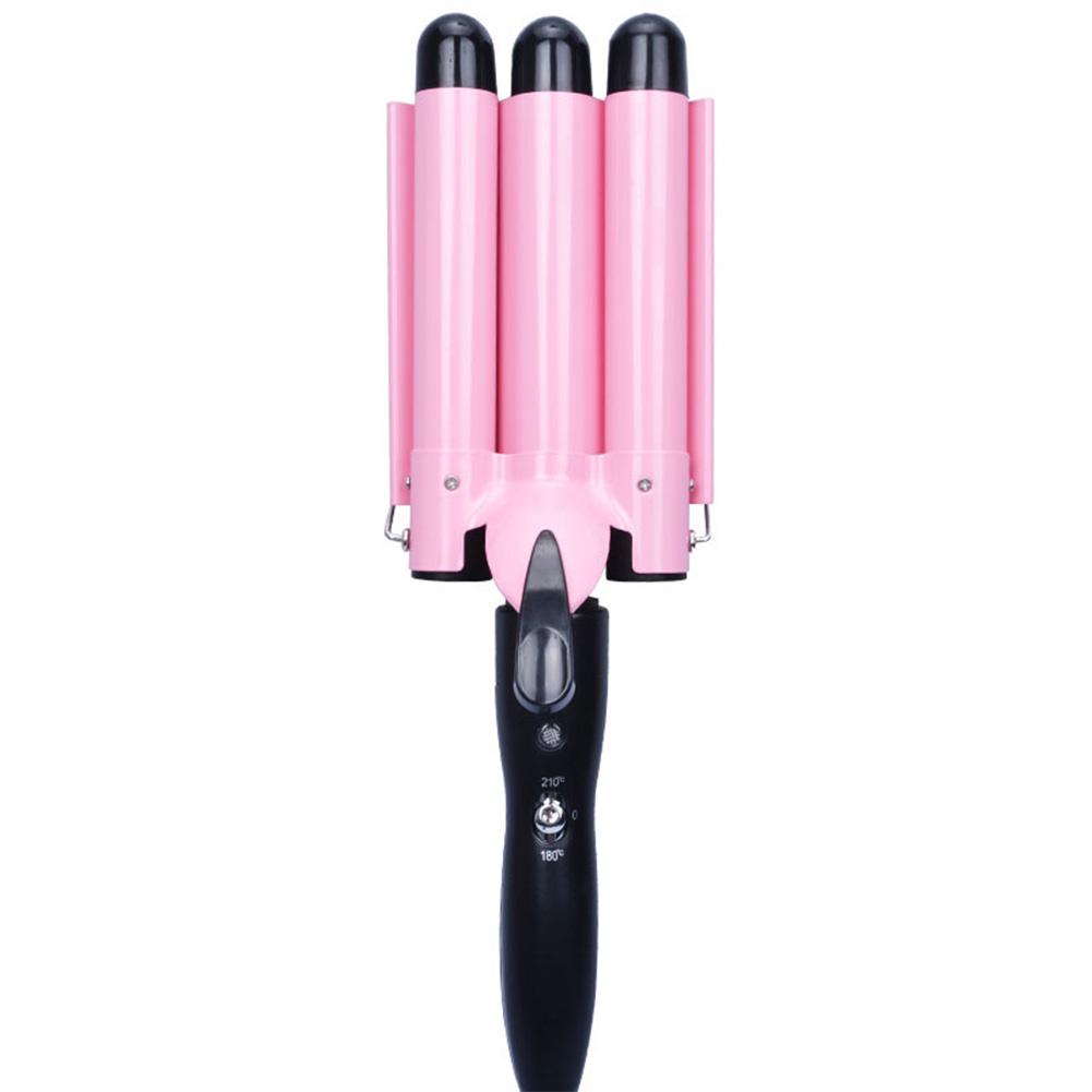 3 Barrel Curling Iron Wand Tourmaline Triple Barrels Hair Waver Hair Crimper Create Natural Curls & Universal Conversion Plug: Pink