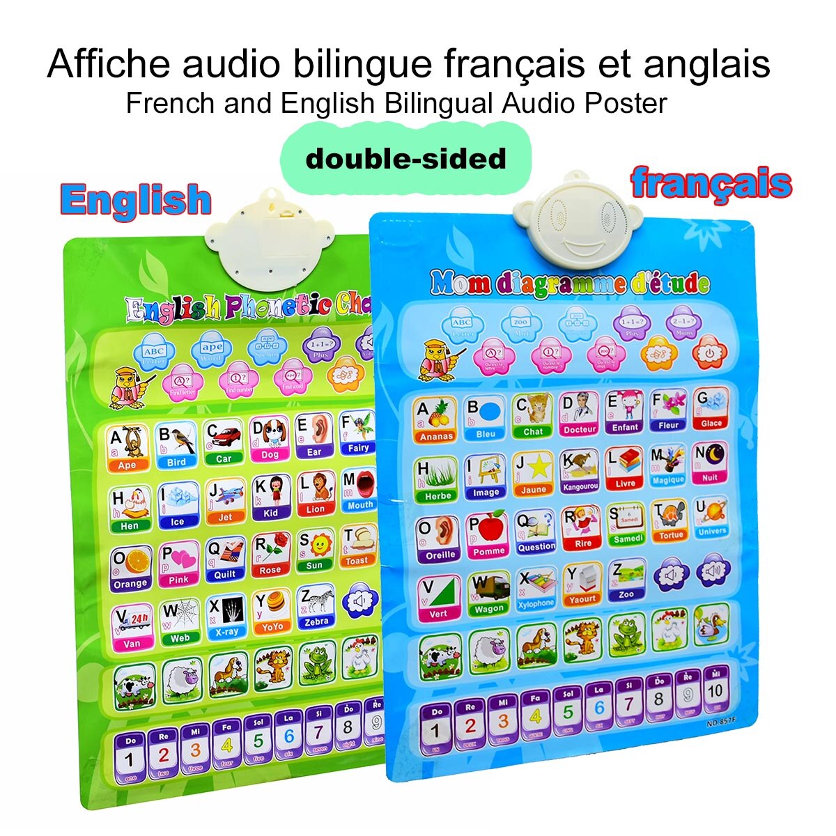 French English Early Childhood Learning Machine Computer Teach Alphabet Education Machine Tablet Poster Chart Toy for Kid
