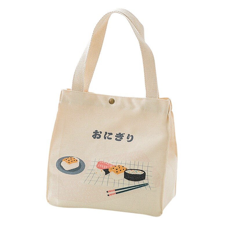 Japanese-style Lunch Food Box Bag Portable Thermal Insulation Canvas Lunch Box Bags Lunch Box Tote Food Bags Home Products: W
