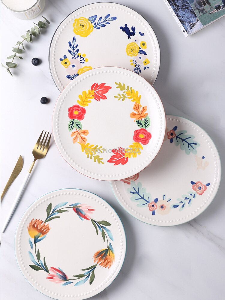 Japanese-style Tableware Retro Plate Dish Plate Home Deep Dish Cute Pasta Fruit Plate Good-looking Noodle Plate