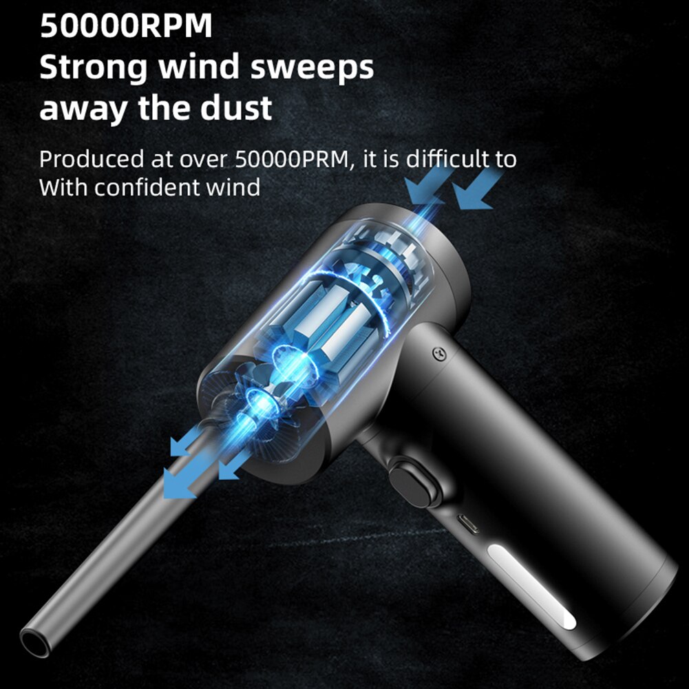 Compressed Air Can for Computers 50000RPM Wind 6000mAh Cordless Dust Blower Electric Air Blower for Car Home PC Keyboard