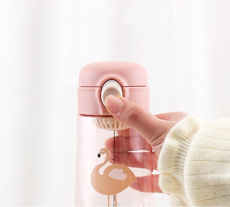 450ML Plastic Bpa Free Water Bottle Cute Animal Infuser Bottles Waterbottle For Girls Kawaii Smart Drinking Clear Botellas