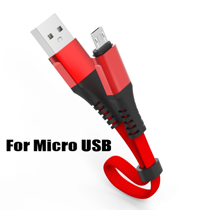 2.4A Snel Opladen Draagbare USB Kabel Type C Micro Kabel LED Nylon Gevlochten Type-C Korte USB Oplader Voor iphone XS 7 Samsung 0.3M: Micro USB Red