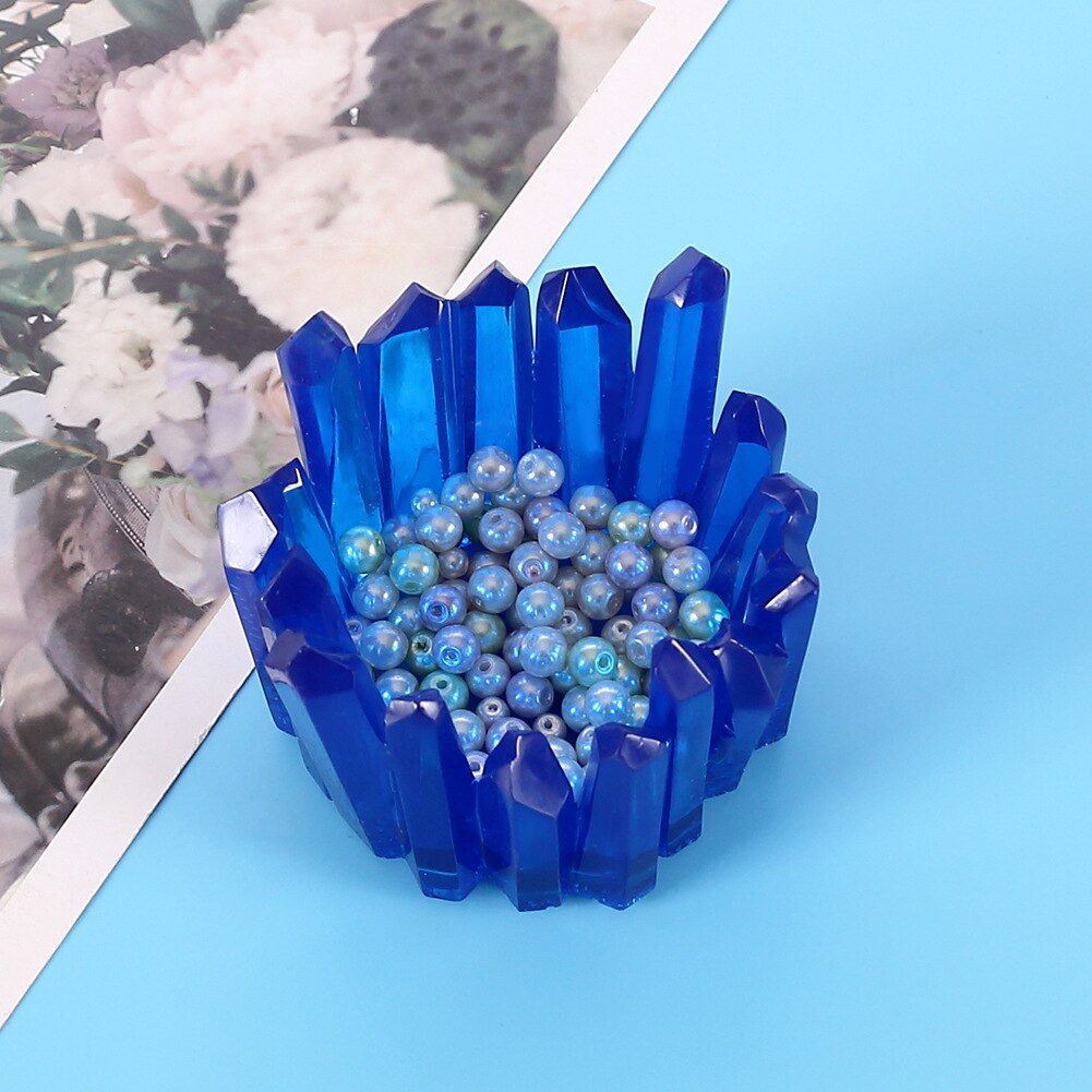 DIY Crystal Stone Candle Holder Silicone Mold Jewelry Decoration Ore Storage Box Epoxy Resin Mould