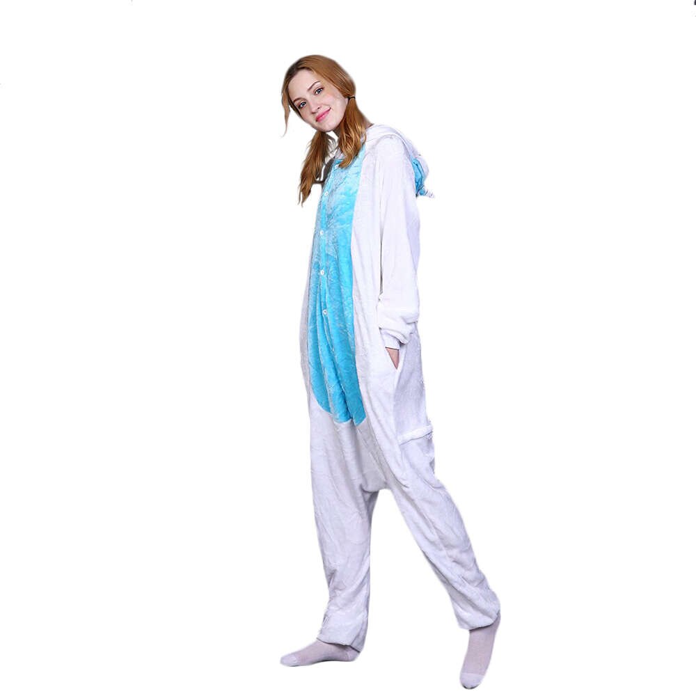 Pijama de unicornio azul con alas, mono con capucha para niños, ropa de dormir