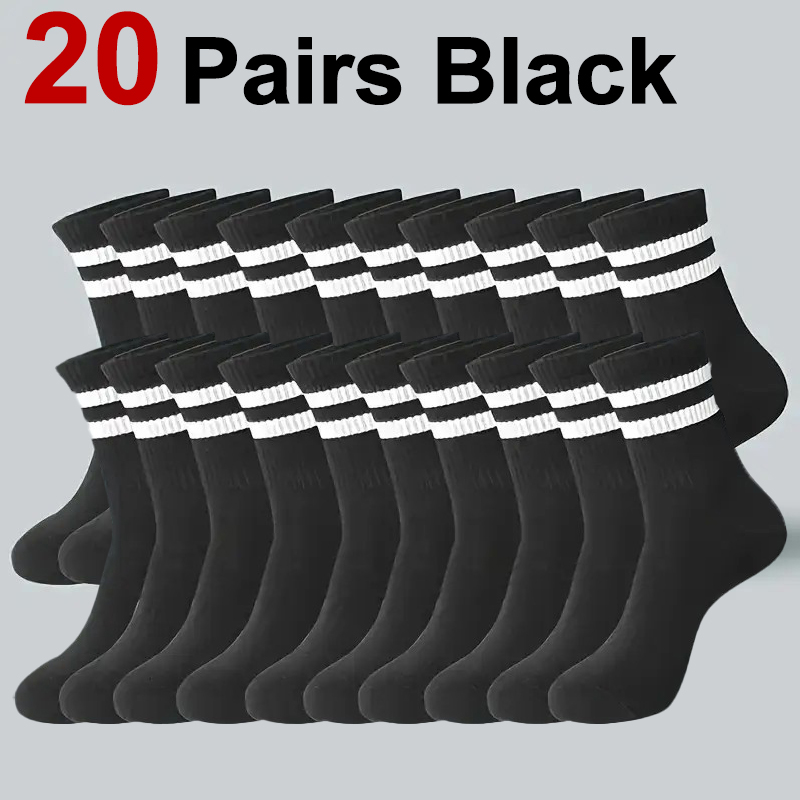 6/10/20 paires de chaussettes mi-tube à rayures neutres, absorbant la sueur, respirantes, douces et confortables, chaussettes de sport et de loisirs pour Couple: Rose