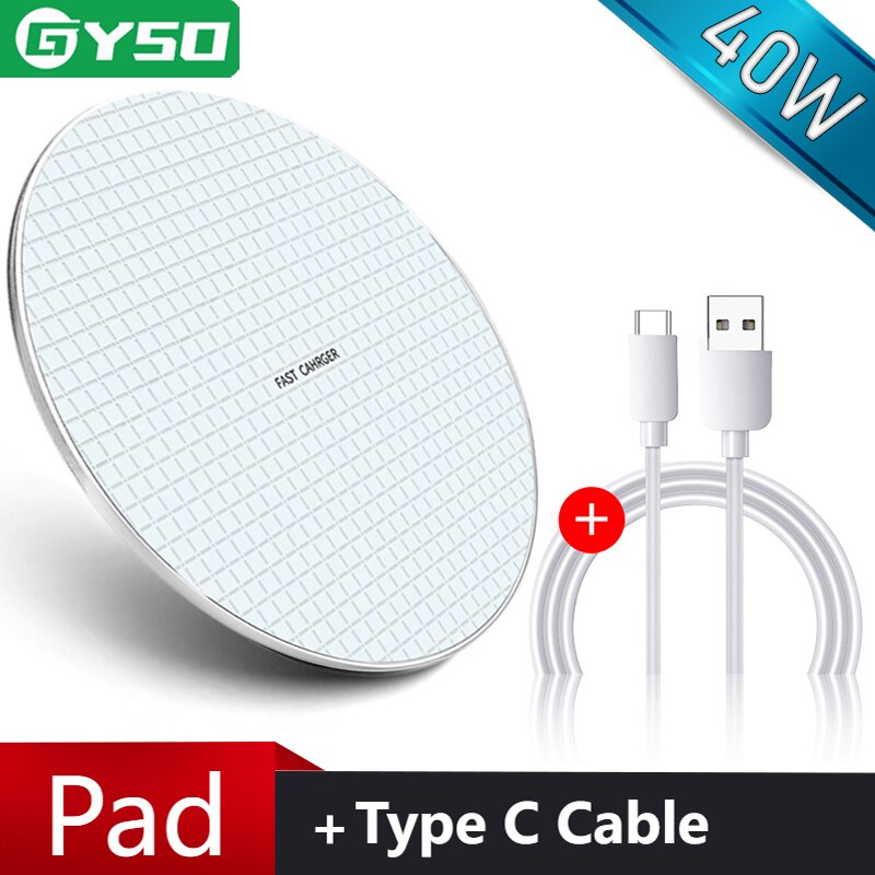 40W Qi Draadloze Oplader Voor Iphone 13 12 11 Pro Xs Max Snelle Wirless Opladen Voor Samsung Xiaomi Huawei telefoon Qi Lader Draadloze: J 10W White