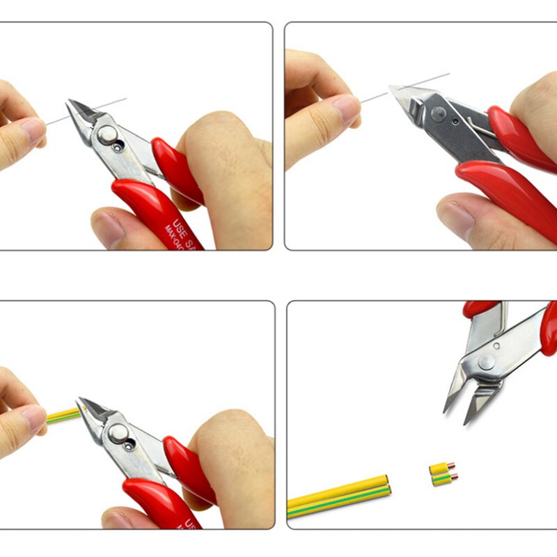 170 Stainless Steel Cutting Pliers Practical Wire and Cable Cutting Flat-nose Pliers DIY Trimmer Bevel Cutter Red hand tool