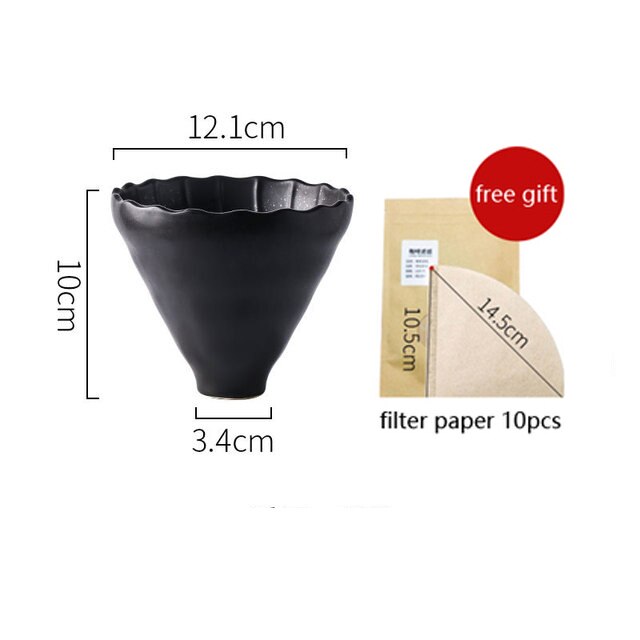 Håndbrygget kaffefiltersæt med  v60 pour over glas kaffekande kaffe elkedel kande drypper stand kaffemaskine sæt: Bølger sorte