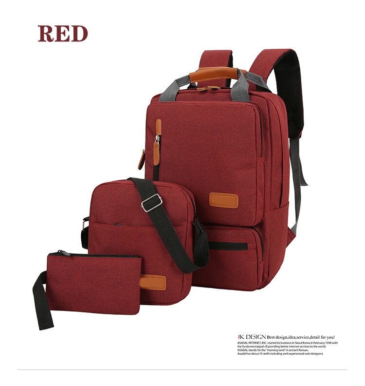 IKE MARTI 3 In 1 Teenage School Backpack Boy Girl Spot Travel Mens Backpack Waterproof Bag For Laptop Sac A Dos Male Mochila: red 02