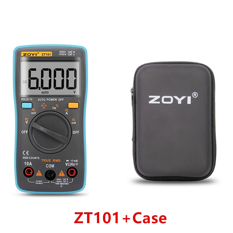 ZOYI ZT101/ZT102/ZT102A Digital Auto Range Portable Multimeter 6000 counts Backlight Ammeter Voltmeter Ohm: ZT101Case