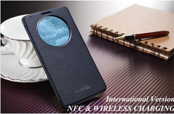 Para LG G3 Quick Circle Case funda de lujo con tapa trasera con función de carga inalámbrica NFC y Qi: international black