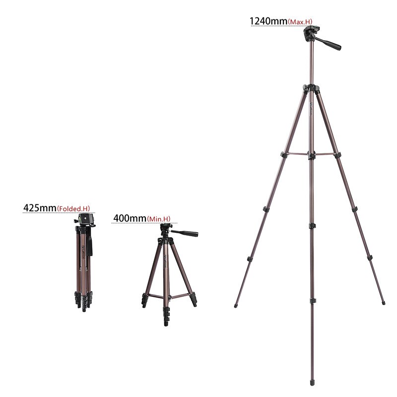 fosoto Camera Tripod Stand Portable Aluminum Tripods With Holder for Canon Nikon Sony DSLR Camera Camcorder Phone