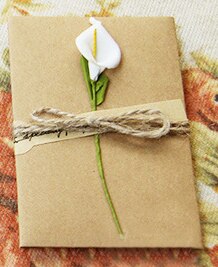 Kraft Paper Envelopes with kraft insert card flower, Wedding Invitations, Teachers' Day Card,Business Card Envelopes 10set/lot: White calla lily / Large size