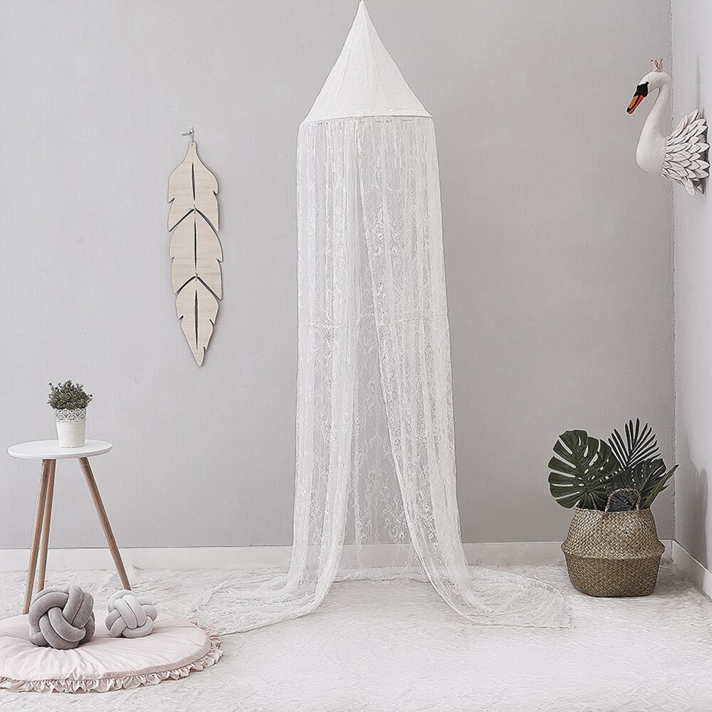 Elegante Del Merletto Della Principessa Culla Letto a Baldacchino, ins Rotonda cupola Appeso Mantovana I Bambini Giocano Tenda di Zanzara Tenda Netto Camera arredamento Bianco