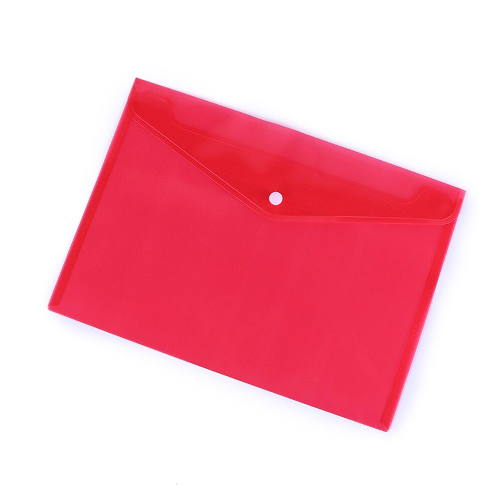 A4 Size Envelope Folder PP Plastic Storage Pouch Holder Paper Document File Folder Organizer Bag with Snap Button Closure: Transparent Red