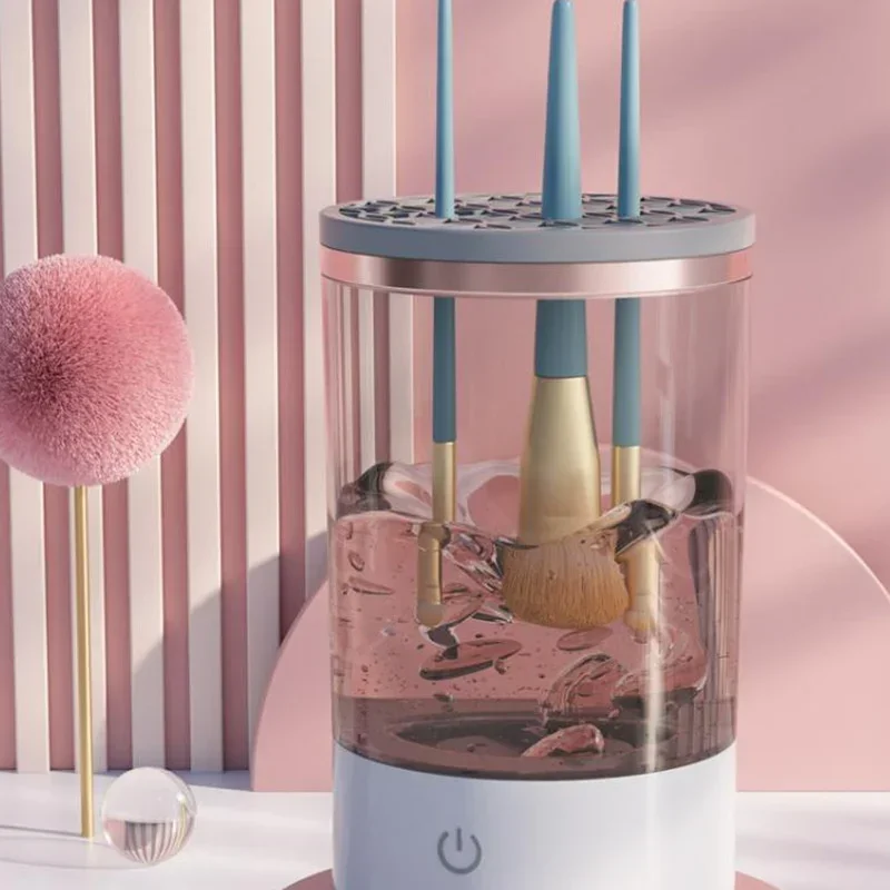 Electric Makeup Brush Cleaner Machine 3-in-1: USB Charging, Automatic Cosmetic Brush Quick Dry Cleaning Tool