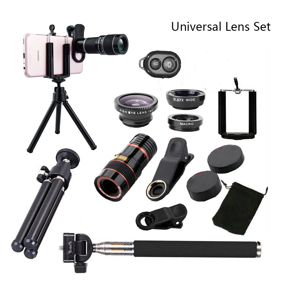 Alle in 1 Accessoires Telefoon Camera Lens Top Reizen Kit Voor iPhone 8X7 6 Plus Samsung galaxy S9 HTC voor XIAOMI HUAWEI mobiele telefoons