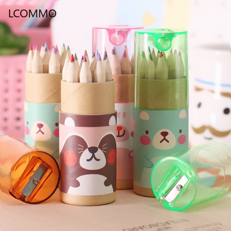 12 Colores/lote lápiz de pintura de colores, lápices de colores bonitos pintados a mano, lápices de colores para niños, material de oficina de madera para colorear arte escolar