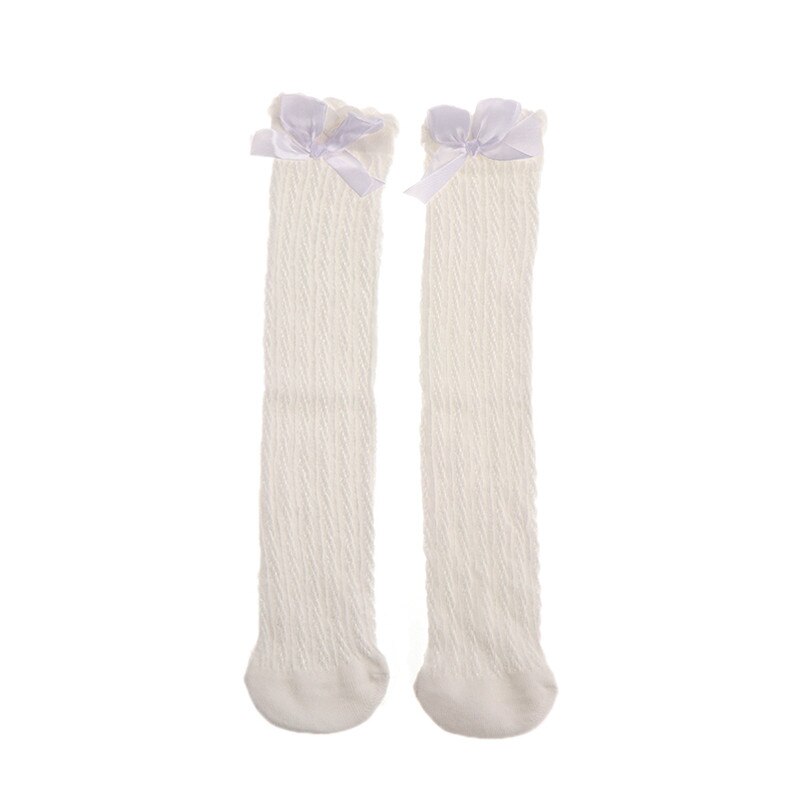 Chaussettes Hautes Genou Pour Bébé Fille - Avec Nœud Papillon, Coton, Anti-dérapantes, Neuves Sans étiquettes
